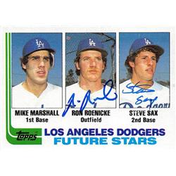 677026 Steve Sax & Ron Roenicke Autographed Los Angeles Dodgers 1982 Topps Future Stars No.681 Baseball Card