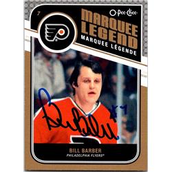 677338 Bill Barber Autographed Philadelphia Flyers, SC 2011 O-Pee-Chee Marquee Legend No.511 Hockey Card