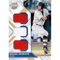 664702 Miguel Aparicio Player Worn Jersey Patch Texas Rangers 2018 Panini Elite Extra Rookie No.TMMA LE 134-149 Baseball Card