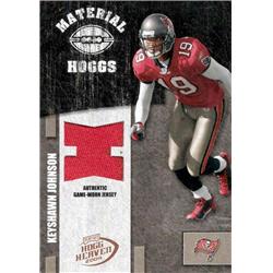 664712 Keyshawn Johnson Player Worn Jersey Patch Tampa Bay Buccaneers 2004 Donruss Playoff Material Hogs No.MH29 LE 107-150 Football Card
