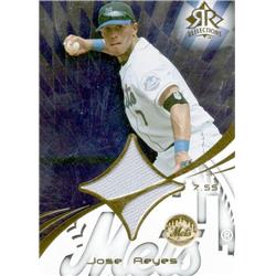 664721 Jose Reyes Player Worn Jersey Patch New York Mets 2004 Upper Deck Reflections No.196 Baseball Card