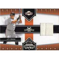 664747 J.T. Snow Player Worn Jersey Patch San Francisco Giants 2005 Donruss Champions Impressions No.107 Baseball Card