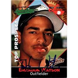 665072 Brandon Watson Autographed Clinton Lumber Kings 2001 Multi-ad Rookie No.BW Baseball Card
