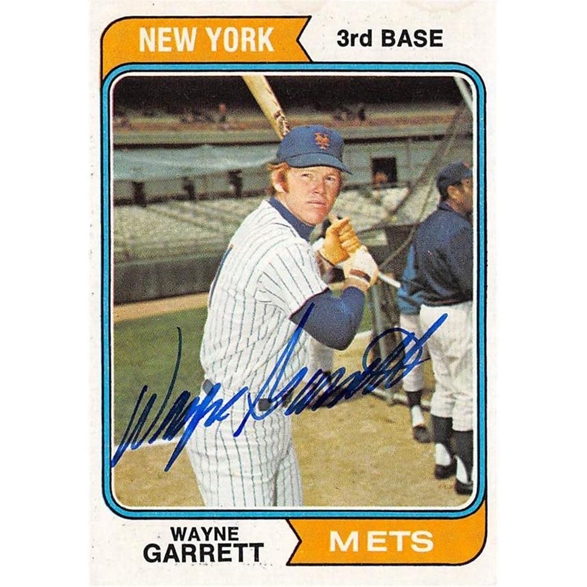 665146 Wayne Garrett Autographed New York Mets 1974 Topps No.510 Baseball Card