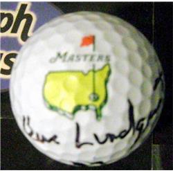 675574 Verne Lundquist Autographed Masters Broadcaster with Display Cube Golf Ball