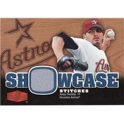 724390 Andy Pettitte Player Worn Jersey Patch Houston Astros 2006 Upper Deck Showcase Stitches No.SSAN Baseball Card
