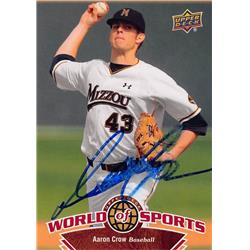 724679 Aaron Crow Autographed University Missouri Mizzou Tigers 2010 Upper Deck World Sports No.151 Baseball Card