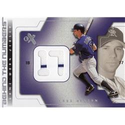 724780 Todd Helton Player Worn Jersey Patch Colorado Rockies 2002 Fleer Behind the Numbers No.TH Baseball Card