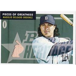 724785 Magglio Ordonez Player Used Bat Patch Chicago White Sox 2007 Bowman Heritage No.PGMO Baseball Card
