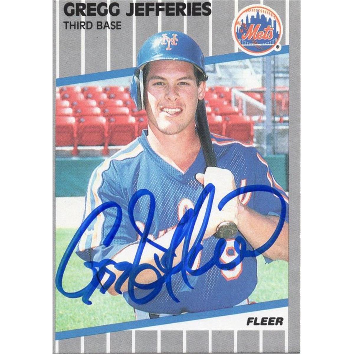725019 Gregg Jefferies Autographed New York Mets 1989 Fleer No.38 Baseball Card