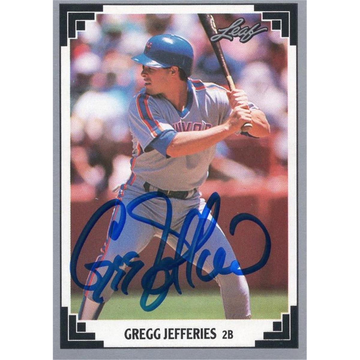 725026 Gregg Jefferies Autographed New York Mets 1991 Leaf No.465 Baseball Card