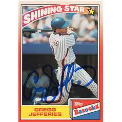 725029 Gregg Jefferies Autographed New York Mets 1990 Topps Bazooka Shinning Star No.14 Baseball Card