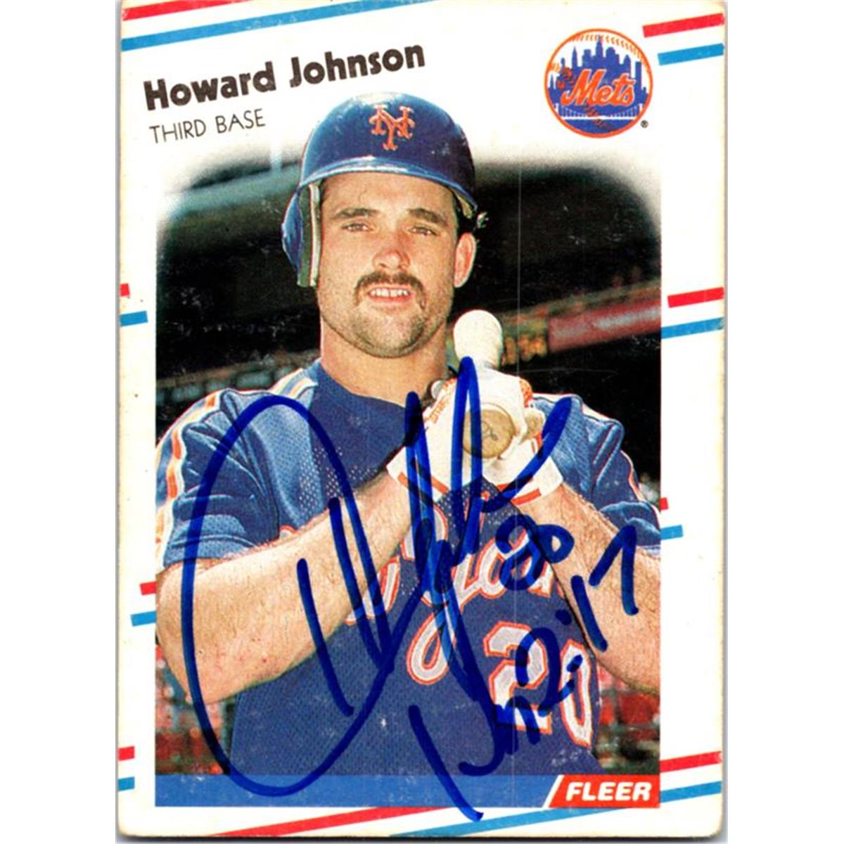 725171 Howard Johnson Autographed New York Mets 1988 Fleer No.138 Baseball Card