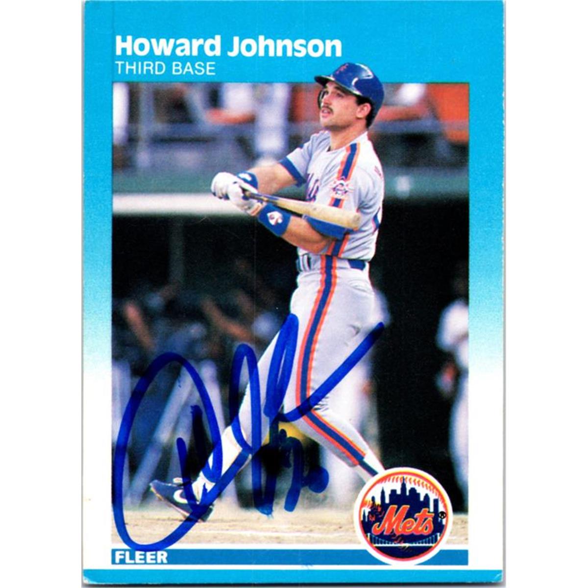 725180 Howard Johnson Autographed New York Mets 1987 Fleer No.13 Baseball Card