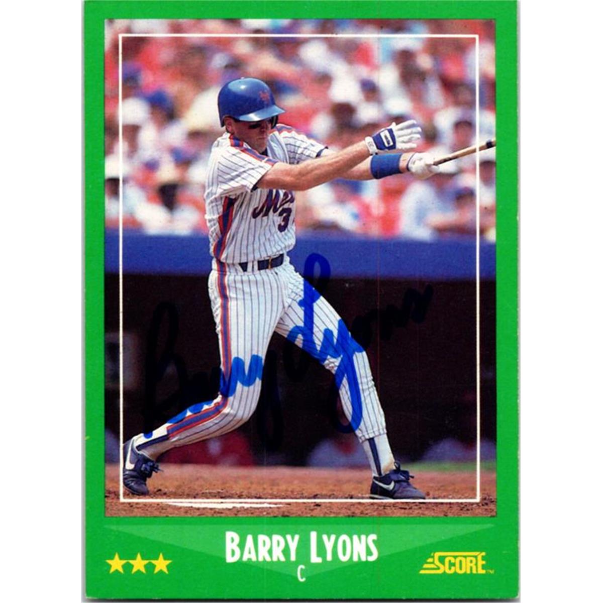 725208 Barry Lyons Autographed New York Mets 1988 Score No.387 Baseball Card