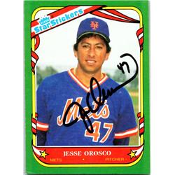 725294 Jesse Orosco Autographed New York Mets 1987 Fleer Star Stickers No.87 Baseball Card