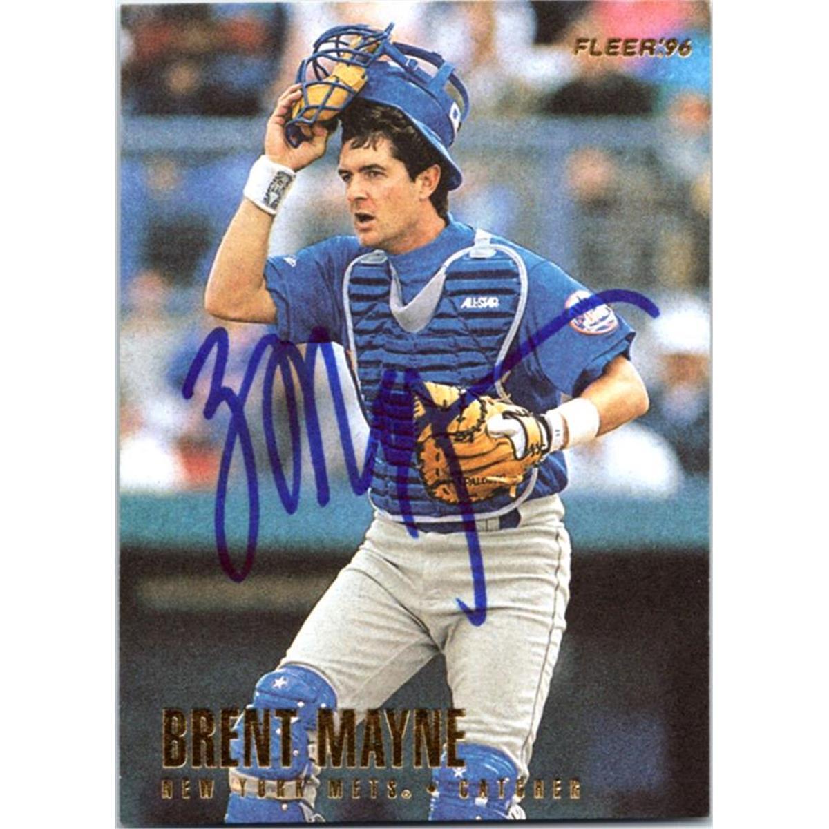 725344 Brent Mayne Autographed New York Mets 1996 Fleer No.U159 Baseball Card