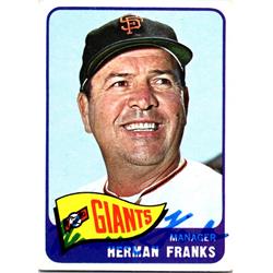 725478 Herman Franks Autographed San Francisco Giants 1965 Topps No.32 Baseball Card