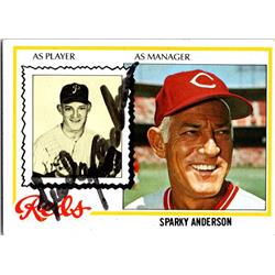 725546 Sparky Anderson Autographed Cincinnati Reds 1978 Topps No.401 Baseball Card