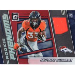 725998 Javonte Williams Player Worn Jersey Patch Denver Broncos 2021 Donruss Optic Rookie Phenoms No.RPH15 Football Card