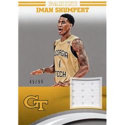 Picture of Autograph Warehouse 654464 Iman Shumpert Player Worn Jersey Patch Georgia Tech Yellow Jackets 2016 Panini Team Collection Silver No.ISGT LE 49-99 Basketball Card