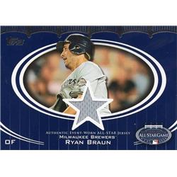 Picture of Autograph Warehouse 654504 Ryan Braun Player Worn Jersey Patch Milwaukee Brewers 2008 Topps All Star Stitches No.ASRB Baseball Card