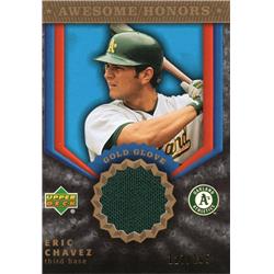 Picture of Autograph Warehouse 654538 Eric Chavez Player Worn Jersey Patch Oakland Athletics 2004 Upper Deck Awesome Honors Gold Glove No.AHEC LE 127-165 Baseball Card
