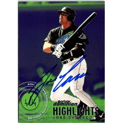703223 Jose Canseco Signed Tampa Bay Devil Rays 2000 Skybox Dominion Highlights No.11 Baseball Card