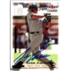 703263 Jose Canseco Signed New York Yankees 2001 Fleer Triple Crown No.61 Baseball Card