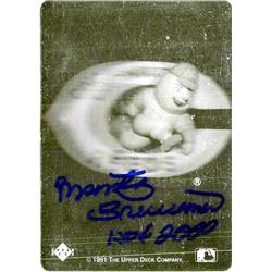 703285 Marty Brennaman Signed Cincinnati Reds 1991 Upper Deck Foil No.RF1 Inscribed HOF 2000 Baseball Card