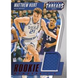703383 Matthew Hurt Player Worn Jersey Patch Duke Blue Devils 2021 Panini Threads Rookie No.TRMMH LE 151-199 Basketball Card
