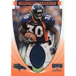 703404 Terrell Davis Player Worn Jersey Patch Denver Broncos 1999 Playoff Momentum Team Threads No.TTC10 Football Card