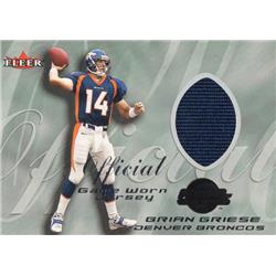 703421 Brian Griese Player Worn Jersey Patch Denver Broncos 2000 Fleer Feel the Game No.BG Football Card