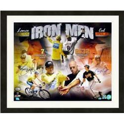 703620 16 x 20 in. Lance Armstrong Cal Ripken Autographed Iron Men Matted Framed MLB Hologram Photo