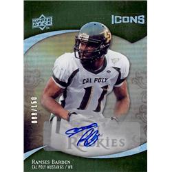 700995 Ramses Barden Autographed Cal Poly Mustangs 2009 Upper Deck Icons Rookie No.118 LE 88-150 Football Card