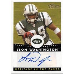 700997 Leon Washington Autographed New York Jets 2006 Topps Heritage No.HCALW Creased Football Card