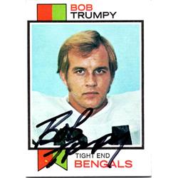 701015 Bob Trumpy Autographed Cincinnati Bengals, SC 1973 Topps No.7 Football Card