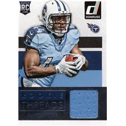 701077 David Cobb Player Worn Jersey Patch Tennessee Titans 2015 Donruss Rookie Threads No.DRTDC Football Card