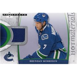 701141 Brendan Morrison Player Worn Jersey Patch Vancouver Canucks 2008 Upper Deck Hot Prospects No.HMBM Hockey Card