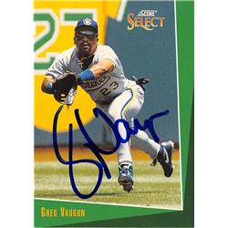 701222 Greg Vaughn Autographed Milwaukee Brewers JZ 1993 Score Select No.222 Baseball Card