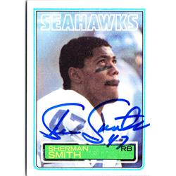 701424 Sherman Smith Autographed Seattle Seahawks, SC 1983 Topps No.391 Football Card