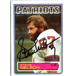 701464 Steve Nelson Autographed New England Patriots, SC 1983 Topps No.335 Football Card