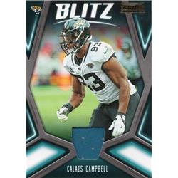 701702 Calais Campbell Player Worn Jersey Patch Jacksonville Jaguars 2019 Panini Playbook Blitz No.20 Football Card