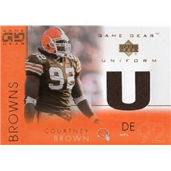 701738 Courtney Brown Player Worn Jersey Patch Cleveland Browns 2001 Upper Deck Game Gear No.CBU Football Card