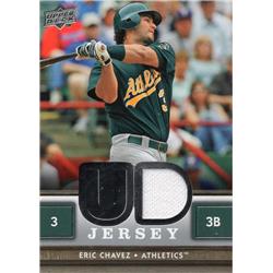 701927 Eric Chavez Player Worn Jersey Patch Oakland Athletics 2008 Upper Deck No.UDJEC Baseball Card