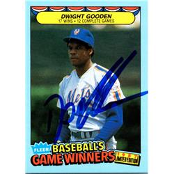 701955 Dwight Gooden Autographed New York Mets, Doc 1987 Fleer Game Winners No.18 Baseball Card