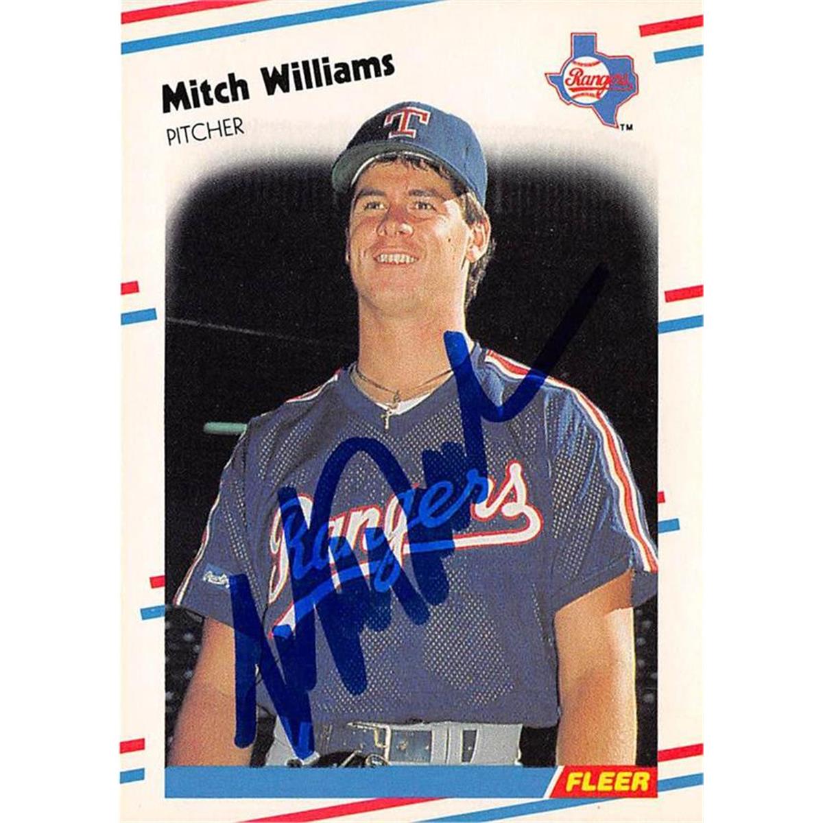 702020 Mitch Williams Autographed Texas Rangers 1988 Fleer No.482 Baseball Card
