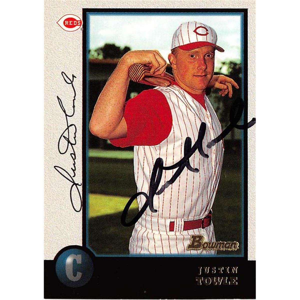 702097 Justin Towle Autographed Cincinnati Reds 1998 Bowman No.413 Baseball Card