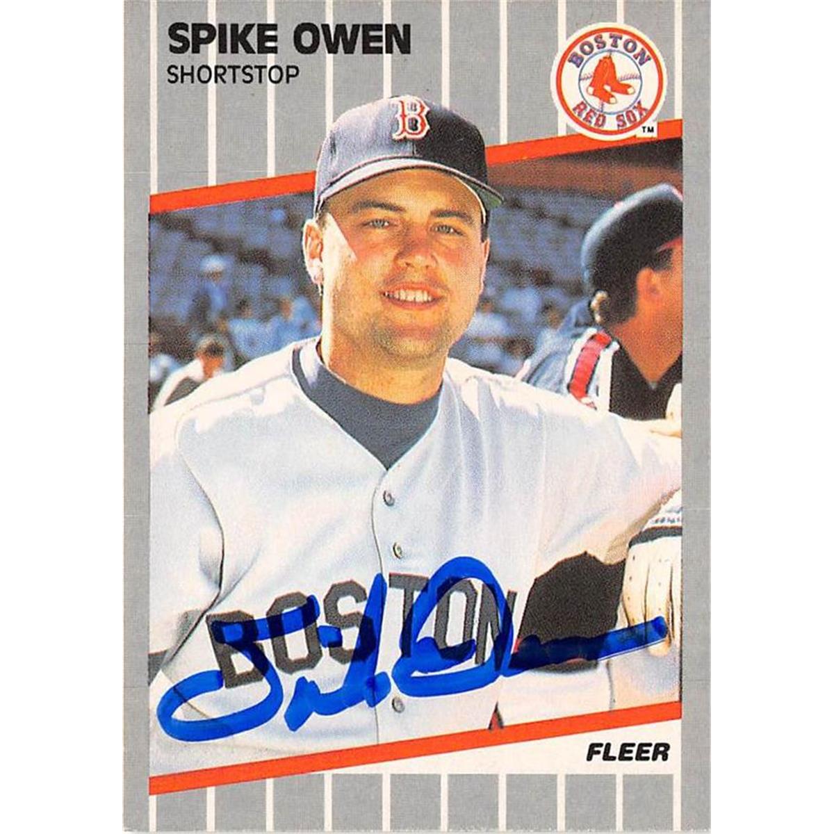 702099 Spike Owen Autographed Boston Red Sox 1989 Fleer No.93 Blue Baseball Card