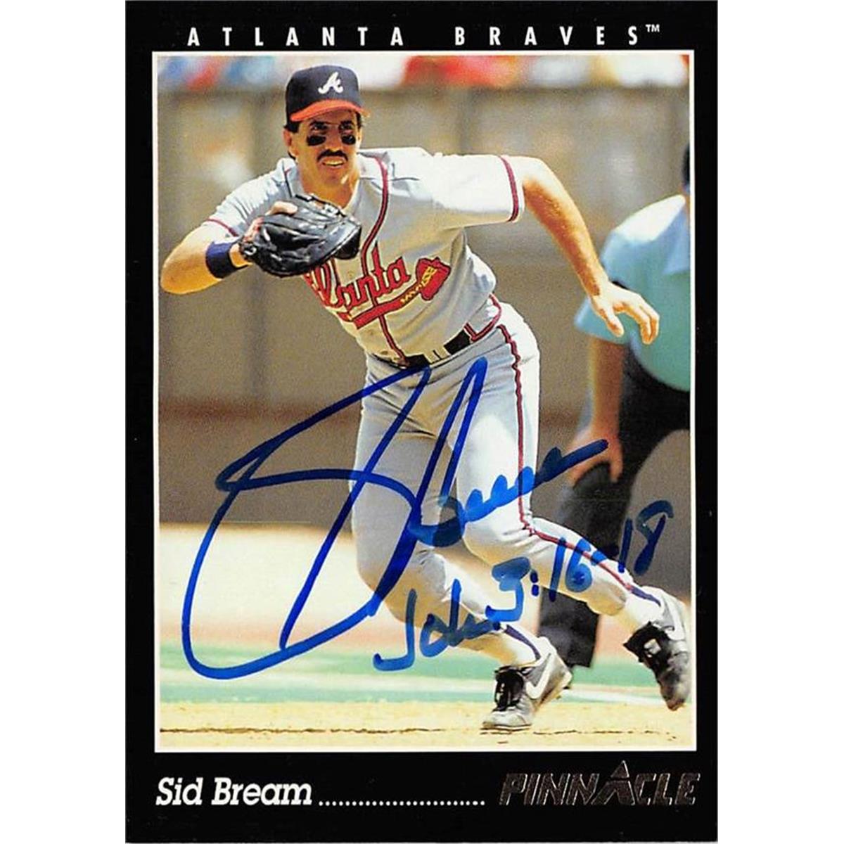 702103 Sid Bream Autographed Atlanta Braves 1993 Pinnacle No.204 Baseball Card